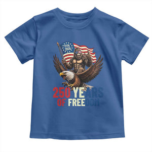 Funny Patriotic Bigfoot Toddler T Shirt 250 Years Of American Freedom TS12 Royal Blue Print Your Wear
