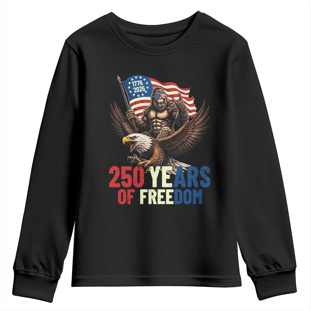 Funny Patriotic Bigfoot Youth Sweatshirt 250 Years Of American Freedom TS12 Black Print Your Wear