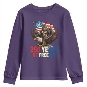Funny Patriotic Bigfoot Youth Sweatshirt 250 Years Of American Freedom TS12 Purple Print Your Wear