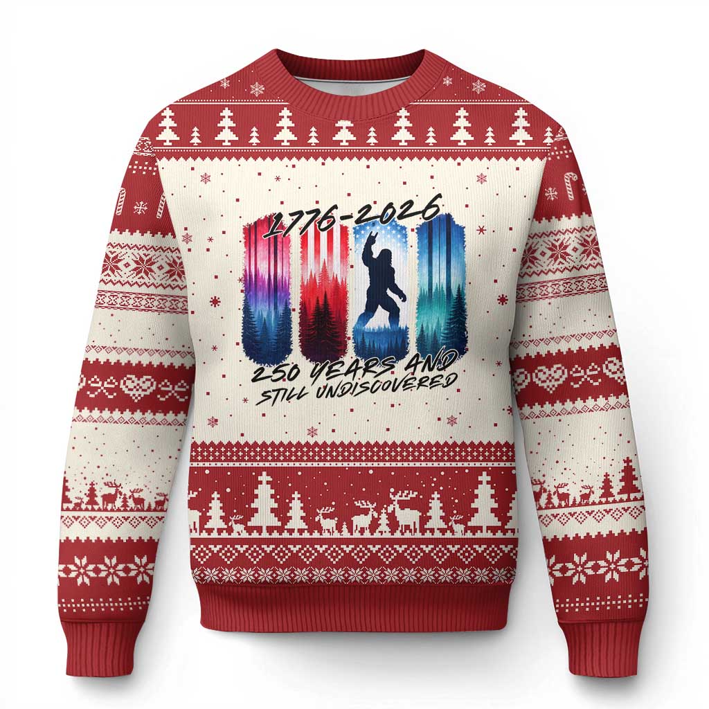 Funny Patriotic Bigfoot Ugly Christmas Sweater 250 Years And Still Undiscovered TS12 Beige Red Print Your Wear