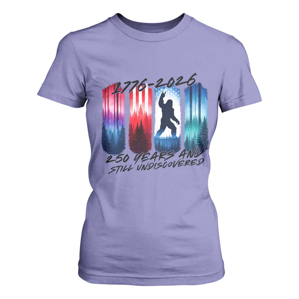 Funny Patriotic Bigfoot T Shirt For Women 250 Years And Still Undiscovered TS12 Violet Print Your Wear
