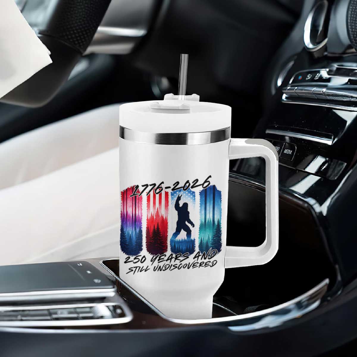Funny Patriotic Bigfoot Tumbler With Handle 250 Years And Still Undiscovered TS12 Print Your Wear