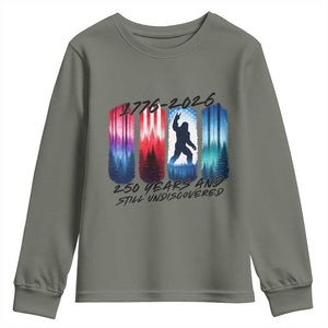 Funny Patriotic Bigfoot Youth Sweatshirt 250 Years And Still Undiscovered TS12 Military Green Print Your Wear