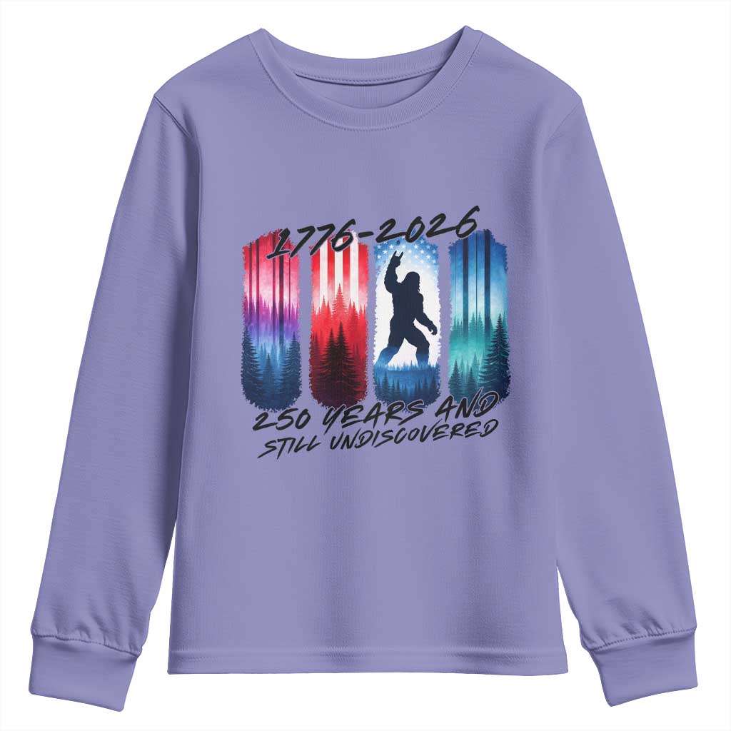 Funny Patriotic Bigfoot Youth Sweatshirt 250 Years And Still Undiscovered TS12 Violet Print Your Wear