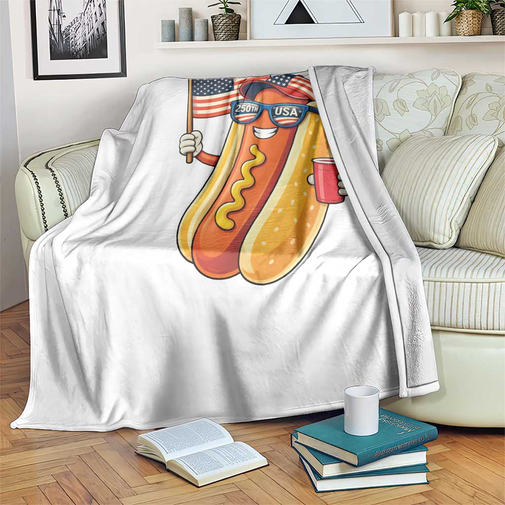 Funny Patriotic Hotdog Throw Blanket USA 250th Anniversary TS12 Print Your Wear