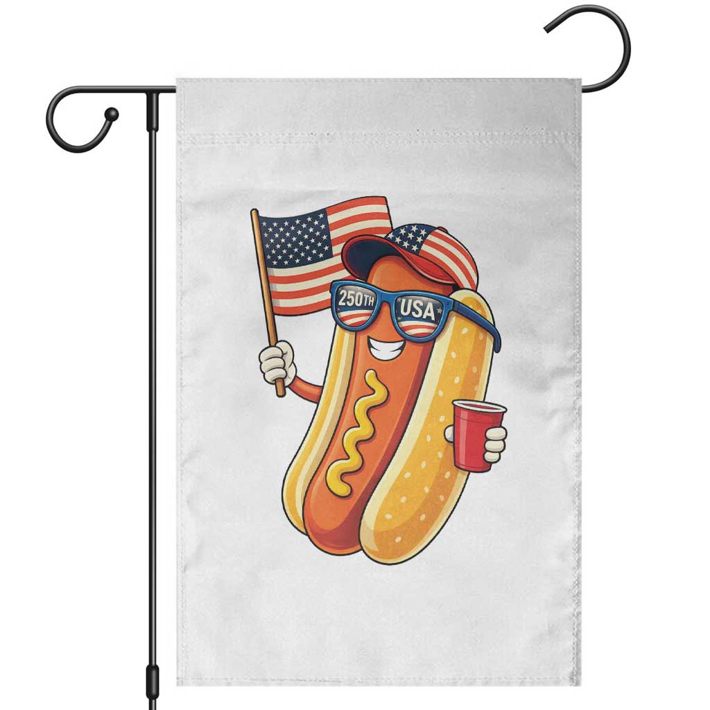Funny Patriotic Hotdog Garden Flag USA 250th Anniversary TS12 White Print Your Wear