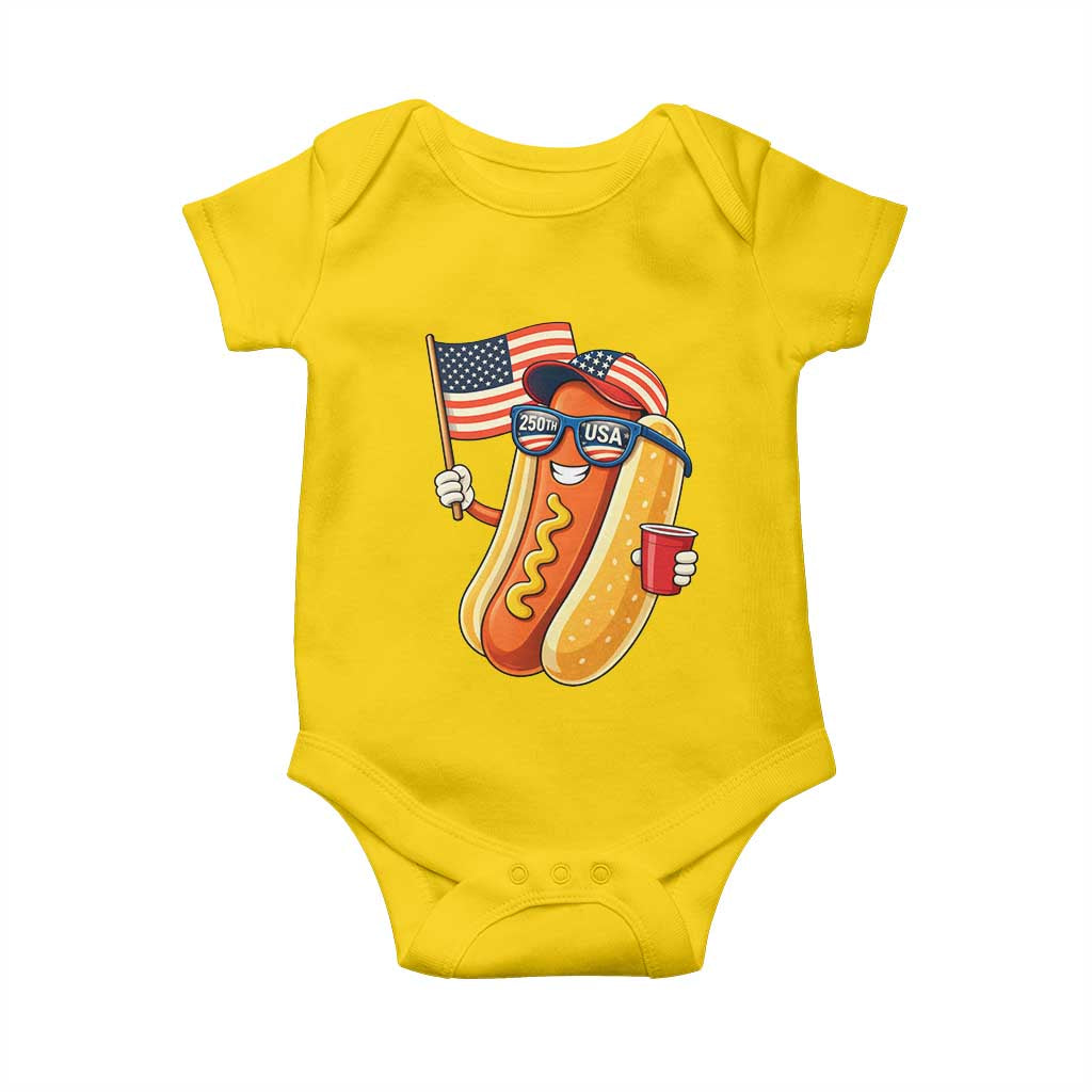 Funny Patriotic Hotdog Baby Onesie USA 250th Anniversary TS12 Daisy Print Your Wear