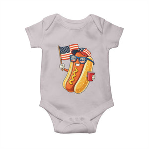 Funny Patriotic Hotdog Baby Onesie USA 250th Anniversary TS12 Ice Gray Print Your Wear