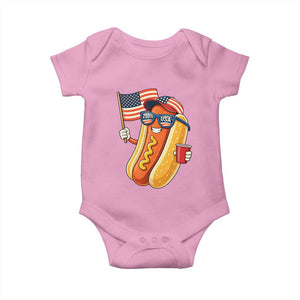 Funny Patriotic Hotdog Baby Onesie USA 250th Anniversary TS12 Light Pink Print Your Wear