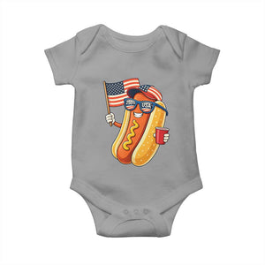 Funny Patriotic Hotdog Baby Onesie USA 250th Anniversary TS12 Sport Gray Print Your Wear