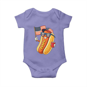 Funny Patriotic Hotdog Baby Onesie USA 250th Anniversary TS12 Violet Print Your Wear
