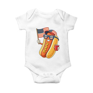 Funny Patriotic Hotdog Baby Onesie USA 250th Anniversary TS12 White Print Your Wear