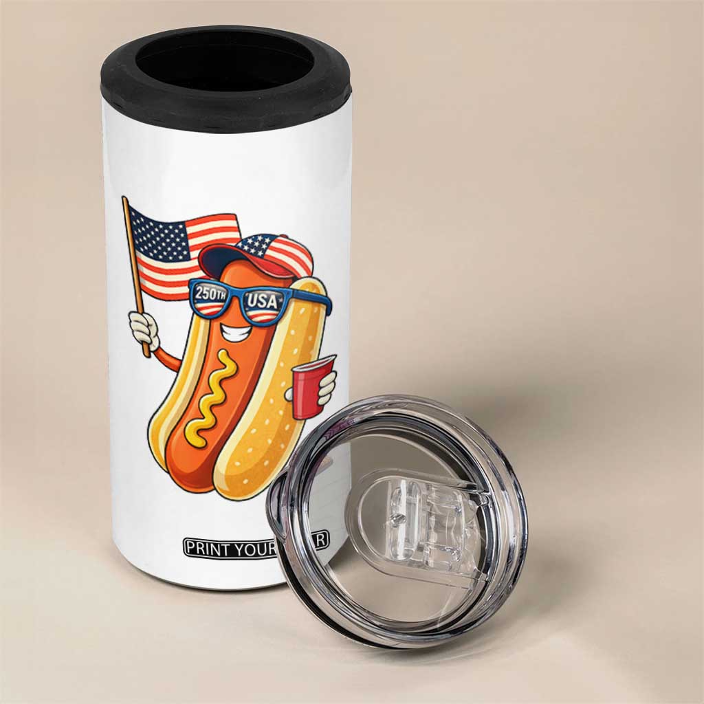 Funny Patriotic Hotdog 4 in 1 Can Cooler Tumbler USA 250th Anniversary TS12 Print Your Wear
