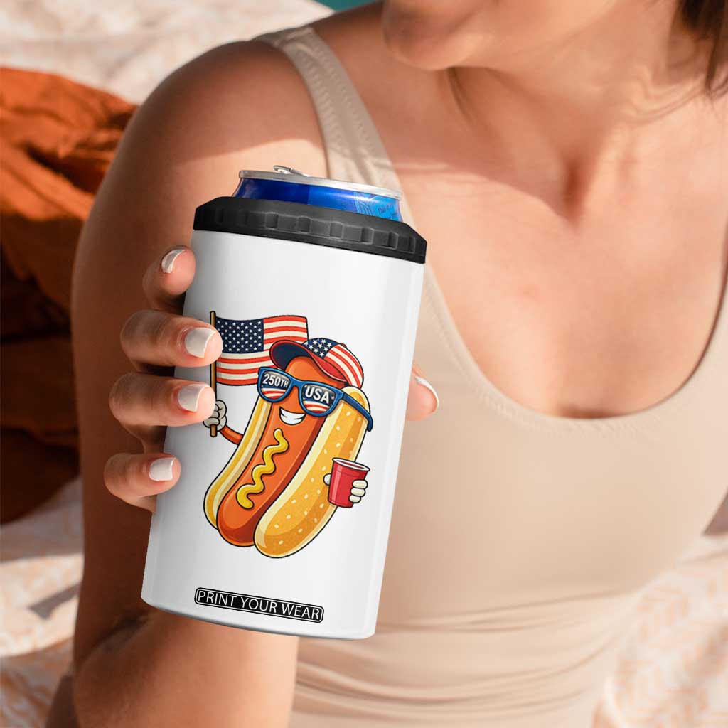 Funny Patriotic Hotdog 4 in 1 Can Cooler Tumbler USA 250th Anniversary TS12 Print Your Wear