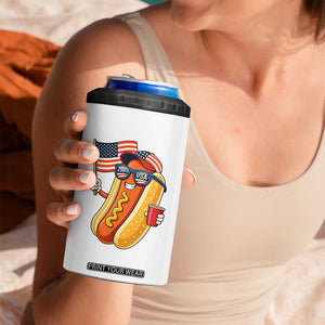 Funny Patriotic Hotdog 4 in 1 Can Cooler Tumbler USA 250th Anniversary TS12 Print Your Wear