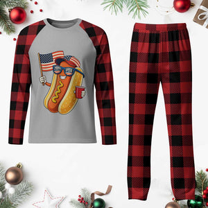 Funny Patriotic Hotdog Plaid Pajama Set USA 250th Anniversary TS12 Buffalo Plaid Print Your Wear