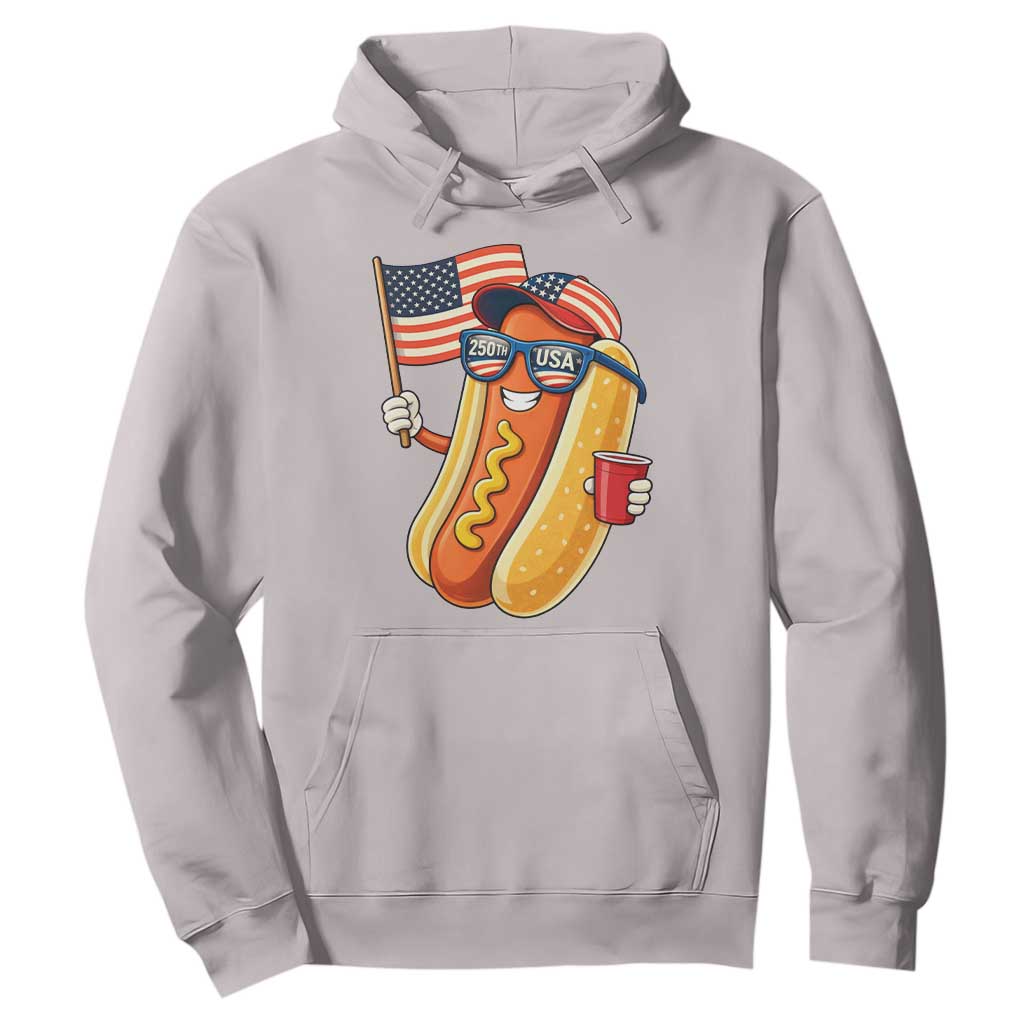 Funny Patriotic Hotdog Hoodie USA 250th Anniversary TS12 Ice Gray Print Your Wear