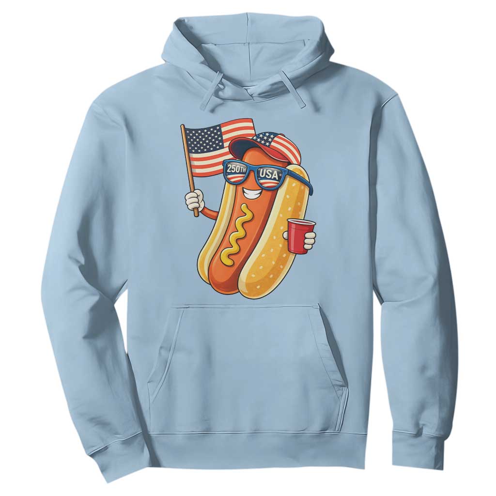 Funny Patriotic Hotdog Hoodie USA 250th Anniversary TS12 Light Blue Print Your Wear