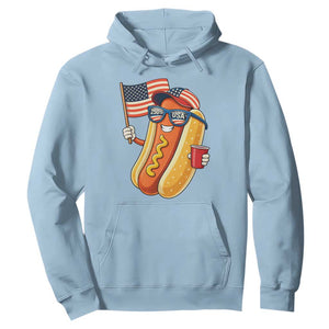Funny Patriotic Hotdog Hoodie USA 250th Anniversary TS12 Light Blue Print Your Wear