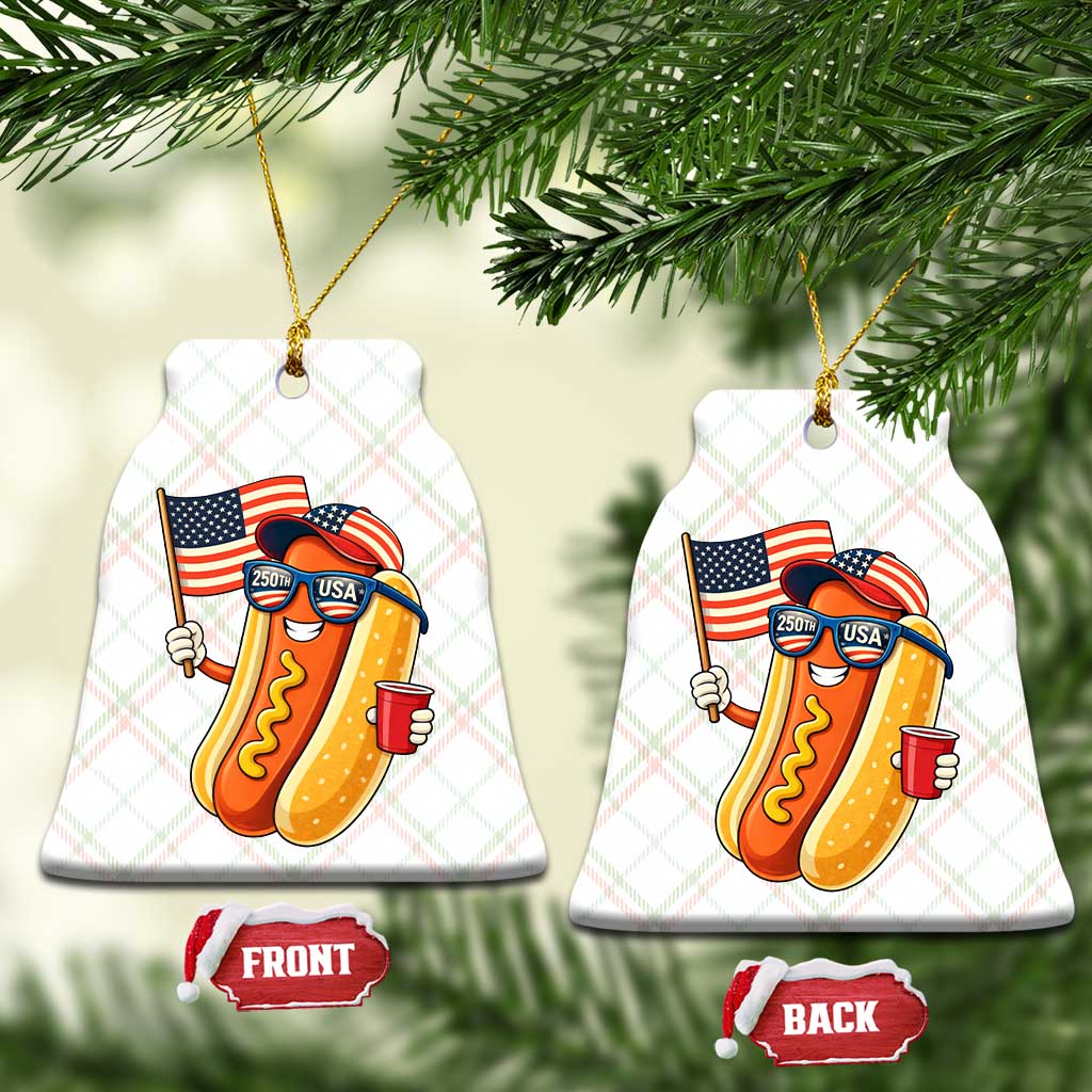 Funny Patriotic Hotdog Ceramic Ornament USA 250th Anniversary TS12 Print Your Wear