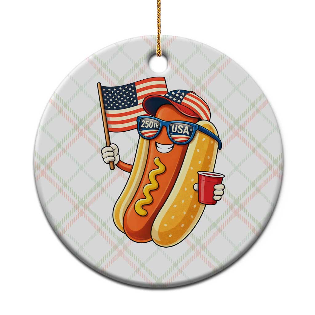 Funny Patriotic Hotdog Ceramic Ornament USA 250th Anniversary TS12 1pc Christmas Plaid Print Your Wear
