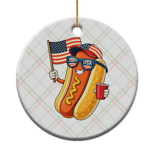 Funny Patriotic Hotdog Ceramic Ornament USA 250th Anniversary TS12 1pc Christmas Plaid Print Your Wear