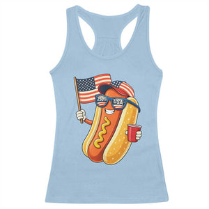 Funny Patriotic Hotdog Racerback Tank Top USA 250th Anniversary TS12 Light Blue Print Your Wear