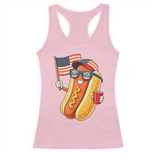 Funny Patriotic Hotdog Racerback Tank Top USA 250th Anniversary TS12 Light Pink Print Your Wear