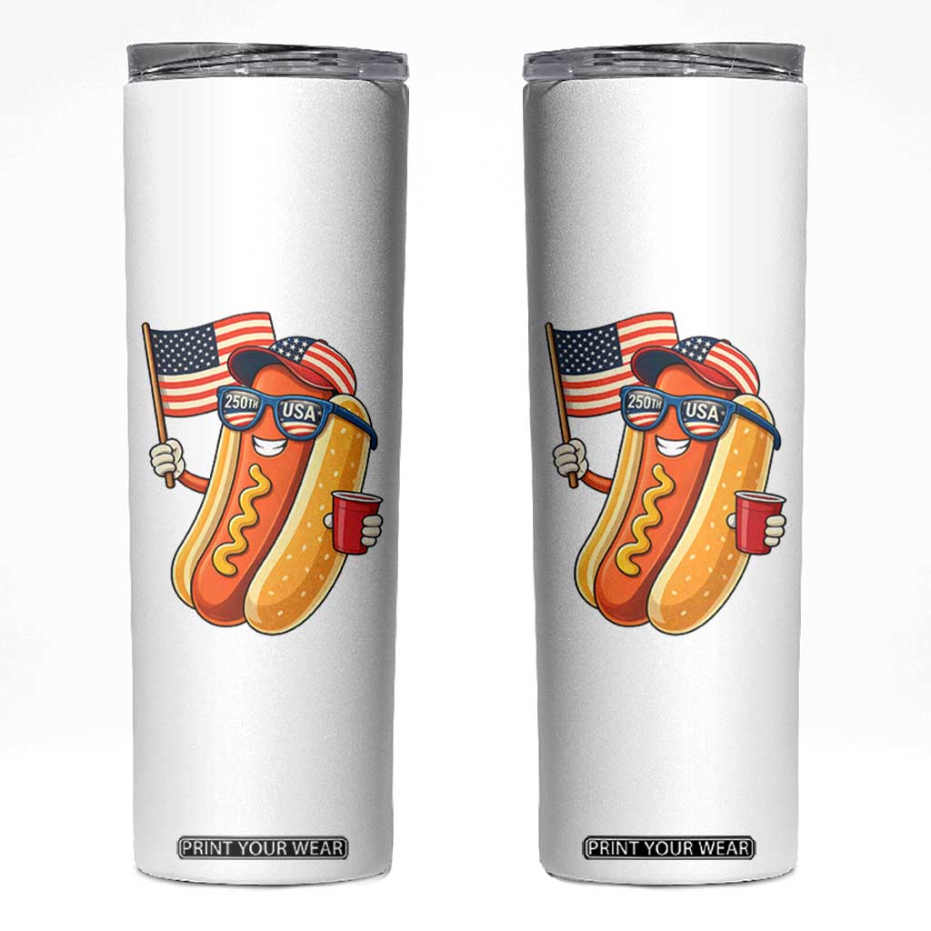 Funny Patriotic Hotdog Skinny Tumbler USA 250th Anniversary TS12 White Print Your Wear