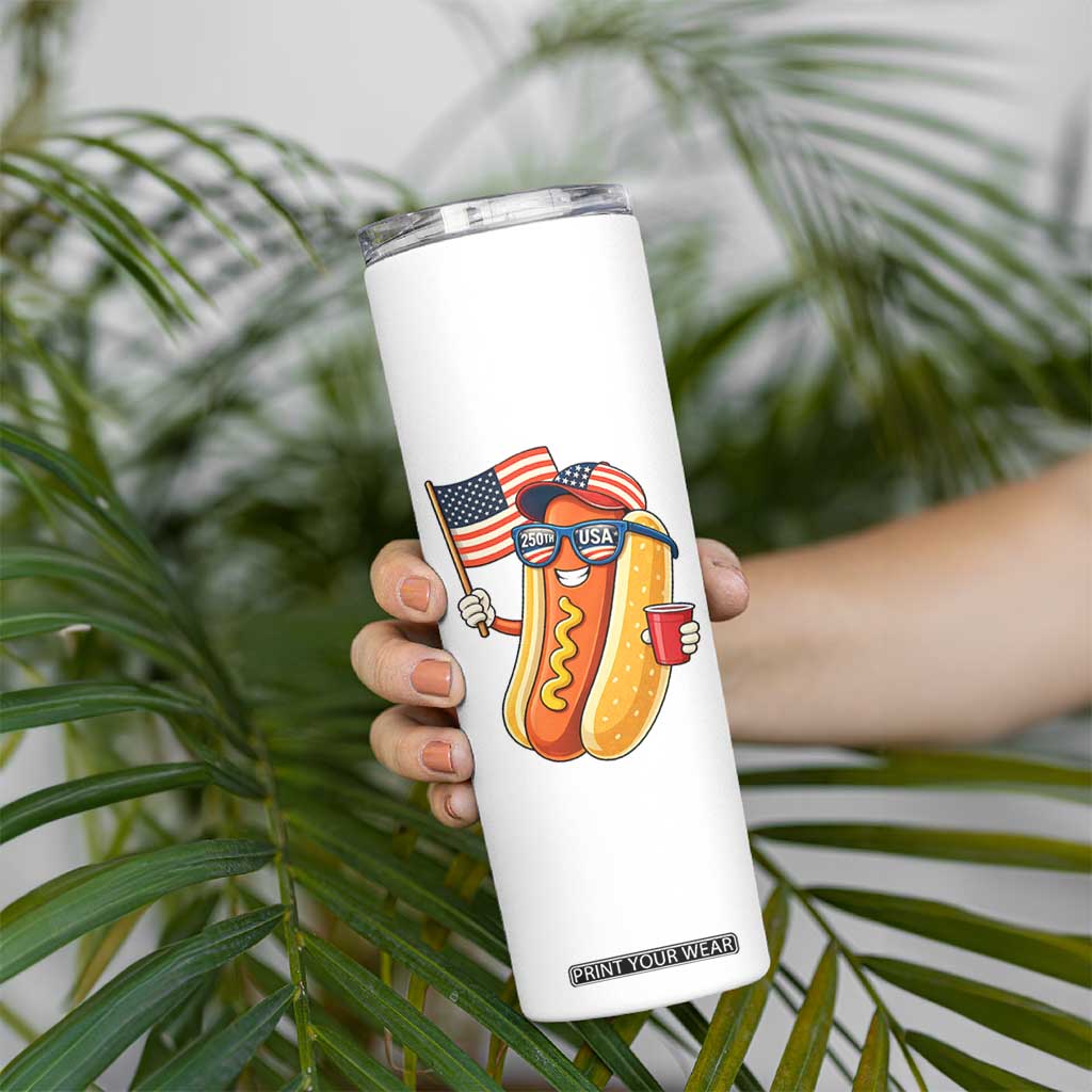 Funny Patriotic Hotdog Skinny Tumbler USA 250th Anniversary TS12 Print Your Wear