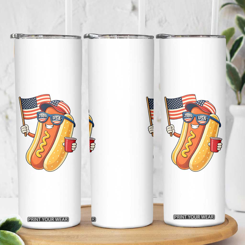 Funny Patriotic Hotdog Skinny Tumbler USA 250th Anniversary TS12 Print Your Wear