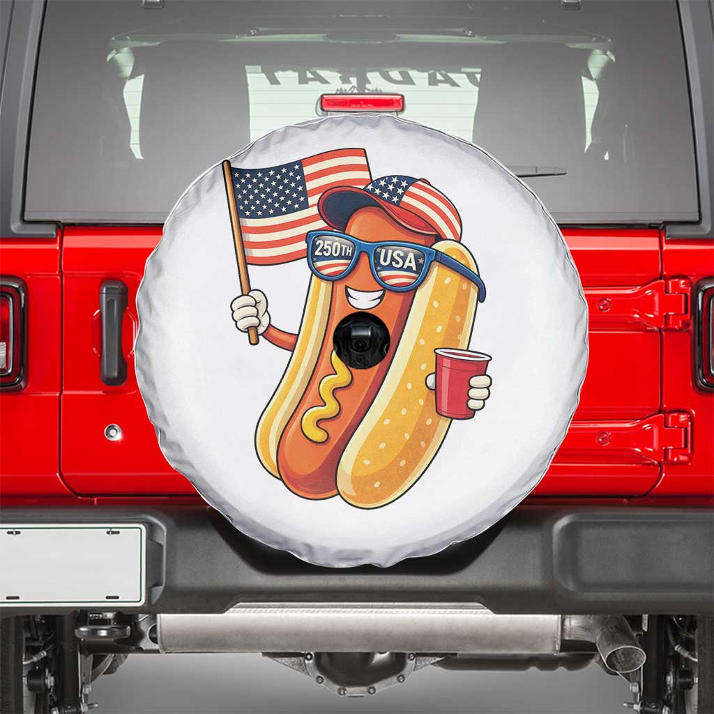 Funny Patriotic Hotdog Spare Tire Cover USA 250th Anniversary TS12 White Print Your Wear