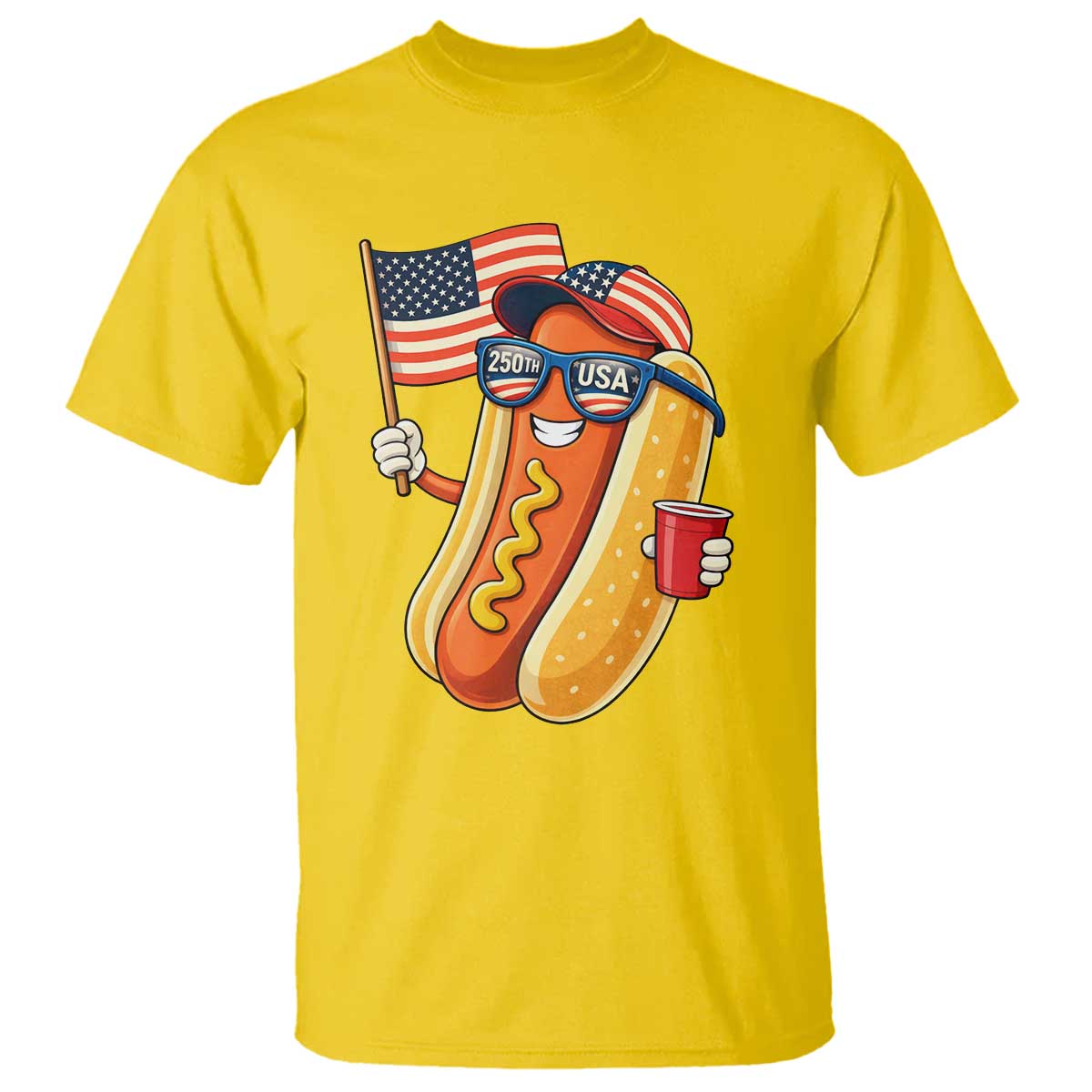 Funny Patriotic Hotdog T Shirt USA 250th Anniversary TS12 Daisy Print Your Wear