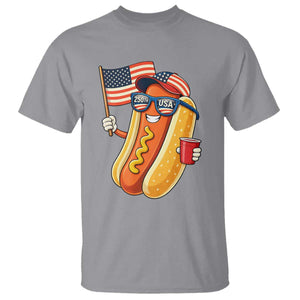 Funny Patriotic Hotdog T Shirt USA 250th Anniversary TS12 Sport Gray Print Your Wear