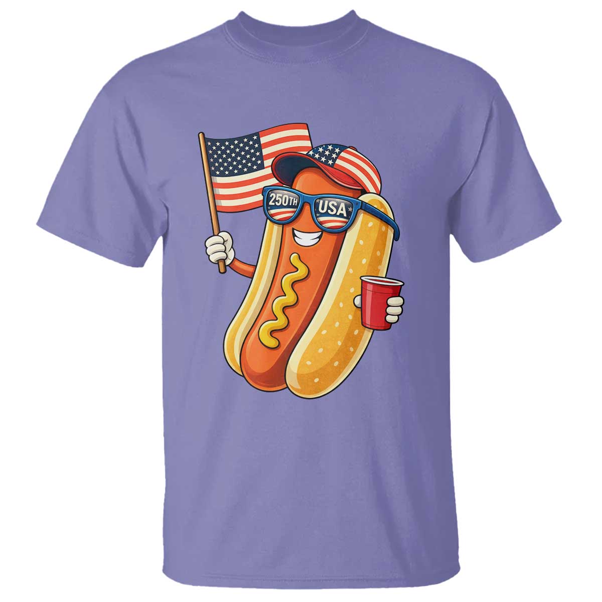 Funny Patriotic Hotdog T Shirt USA 250th Anniversary TS12 Violet Print Your Wear