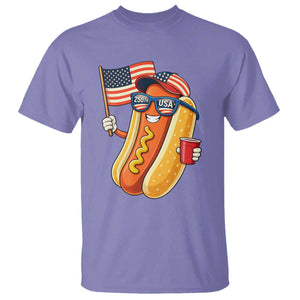 Funny Patriotic Hotdog T Shirt USA 250th Anniversary TS12 Violet Print Your Wear