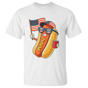 Funny Patriotic Hotdog T Shirt USA 250th Anniversary TS12 White Print Your Wear