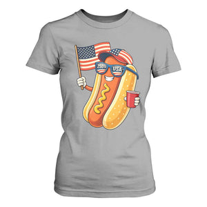 Funny Patriotic Hotdog T Shirt For Women USA 250th Anniversary TS12 Sport Gray Print Your Wear