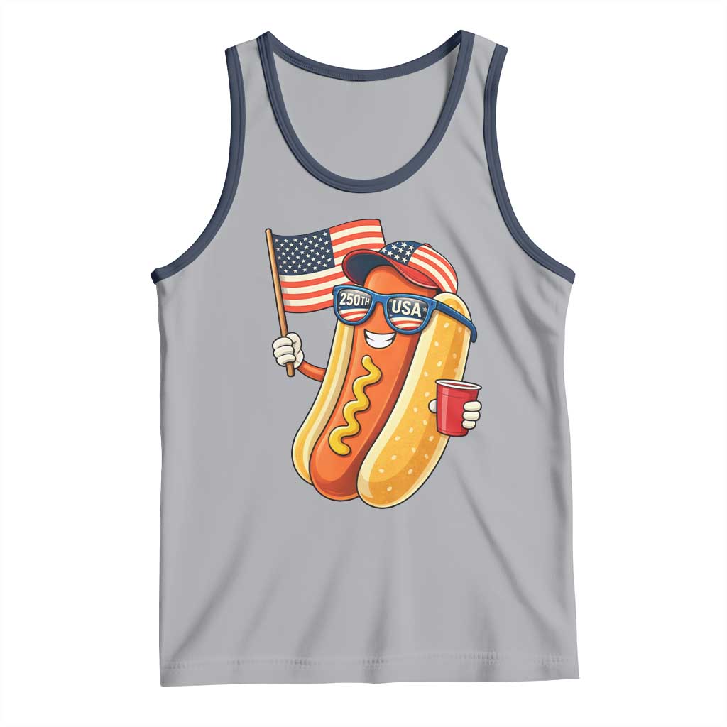 Funny Patriotic Hotdog Tank Top USA 250th Anniversary TS12 Athletic Heather Navy Print Your Wear