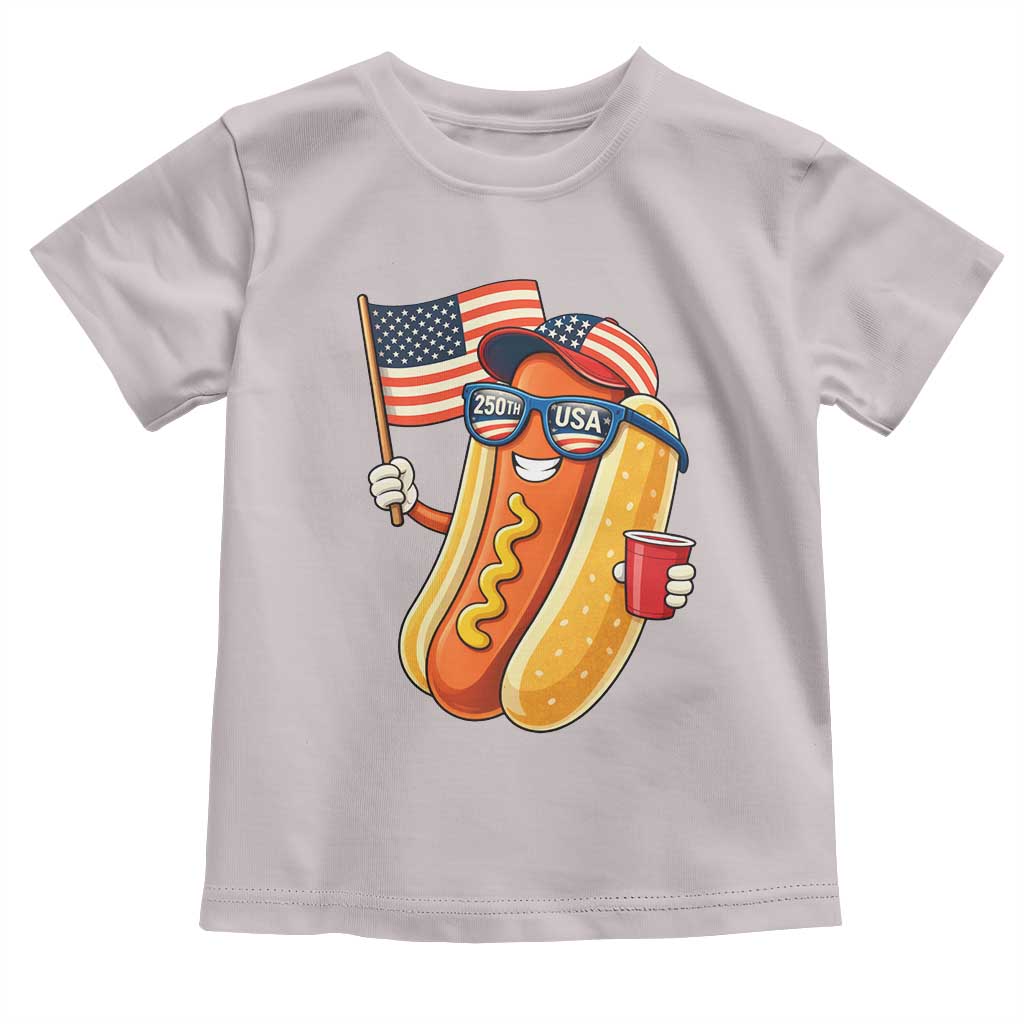 Funny Patriotic Hotdog Toddler T Shirt USA 250th Anniversary TS12 Ice Gray Print Your Wear