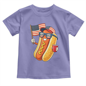 Funny Patriotic Hotdog Toddler T Shirt USA 250th Anniversary TS12 Violet Print Your Wear