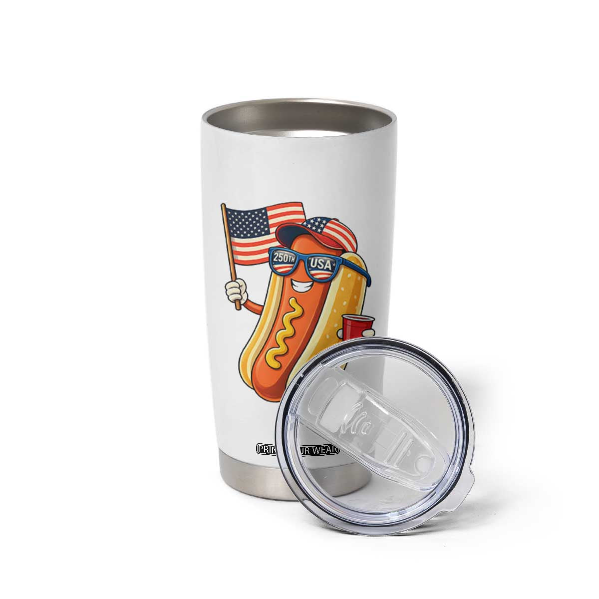 Funny Patriotic Hotdog Tumbler Cup USA 250th Anniversary TS12 Print Your Wear