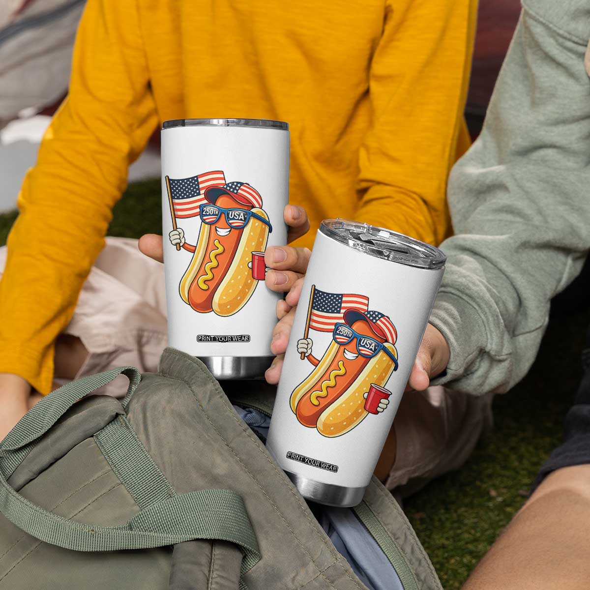 Funny Patriotic Hotdog Tumbler Cup USA 250th Anniversary TS12 Print Your Wear