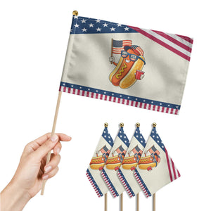 Funny Patriotic Hotdog Patriotic Handheld Flag USA 250th Anniversary TS12 Print Your Wear