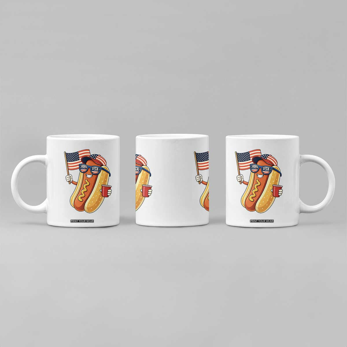 Funny Patriotic Hotdog Coffee Mug USA 250th Anniversary TS12 Print Your Wear