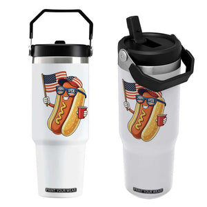 Funny Patriotic Hotdog Flip Straw Tumbler USA 250th Anniversary TS12 One Size: 30 oz White Print Your Wear