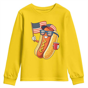 Funny Patriotic Hotdog Youth Sweatshirt USA 250th Anniversary TS12 Daisy Print Your Wear
