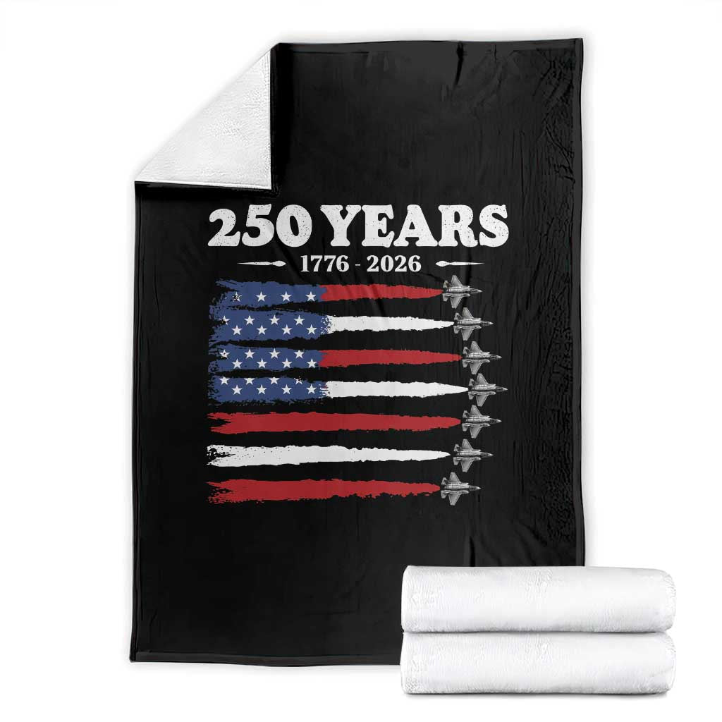 American Flag Fighter Jets Throw Blanket USA 250 Years Of Freedom TS12 Black Print Your Wear