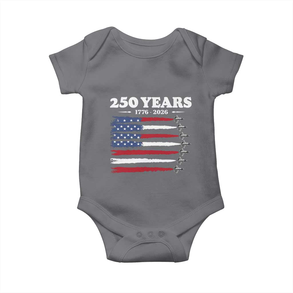 American Flag Fighter Jets Baby Onesie USA 250 Years Of Freedom TS12 Charcoal Print Your Wear