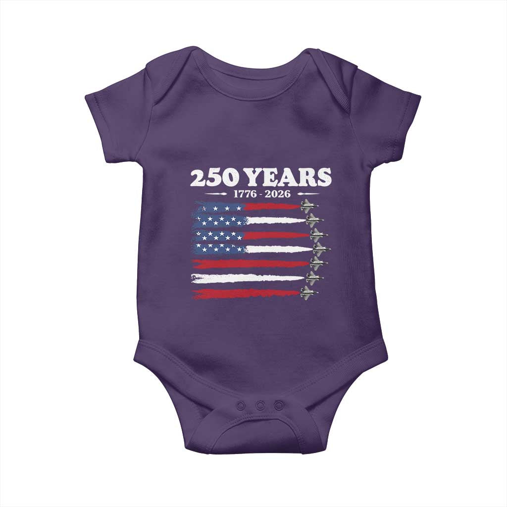American Flag Fighter Jets Baby Onesie USA 250 Years Of Freedom TS12 Purple Print Your Wear